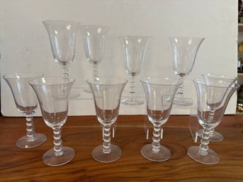 Clear Glass Imperial Glass 'Candlewick' Water Goblet With Beaded Stem.