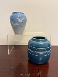Bing & Grndahl Porcelain Vase & In The Style Of A Bitossi Rimini Blu Vase By Aldo Londi