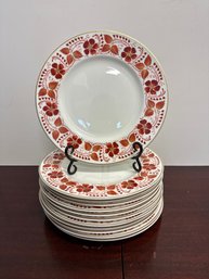 12-Wedgwood Red /Gold Floral Pattern Dinner Plates