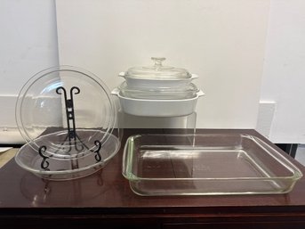 Pyrex Pie/baking Dishes And Corning Ware Lidded Casserole Pots