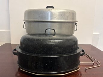 Aluminum Speckled Enamel Roasting Pan Set