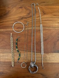 Costume Jewelry:  Vintage Rope Necklace Boho Wires Silver Tone, Gold Tone Rope Bracelet, Monet Bangle & More