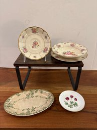 Grindley England Floral Small Plates/bowl, Minton Meadow Bone China Trinket Dish, & La Belle Royal Pottery