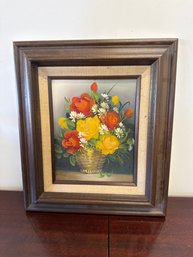 Framed Oil Or Acrylic Painting Of A Floral Arrangement By Ellen