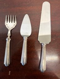 Antique Sterling Silver Cake Server, Pie Server, And Fork Set