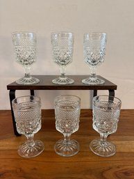 Vintage Anchor Hocking Wexford Pattern Pressed Glass Small Goblets