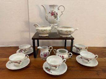 Royal Jackson Creamer/sugar, And Rose Tea Pot, Sugar/creamer And CupsSaucers Made In Japan