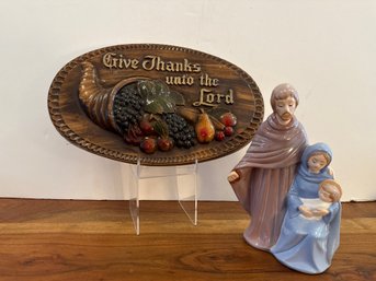 Give Thanks To The Lord Wall Plaque And Holy Family