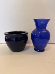 Blue Planter Pot And Blue Vase