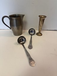Twos Company Silver Bud Vase, Spoonful Of Comfort Spoons And Pewter Pitcher