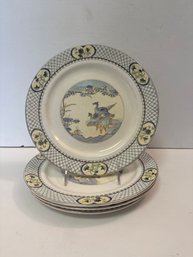 John Maddock &Sons English Porcelain Plate With Asian-inspired Bird And Floral Motifs