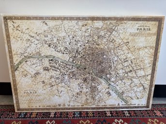 Vintage Reproduction Map Of Paris, France.