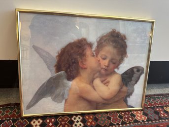 Print Of William Adolphe Bouguereau's Painting 'First Kiss.'
