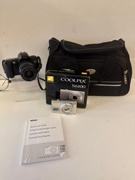Nikon Coolpix S6100, Canon EOS Rebel XS And Roncato Bag