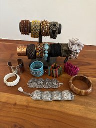 20 Costume Bracelets With 2 Silvertone Filigree Bracelets Made In German #2