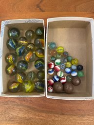 Cats Eye Jumbo Marbles, Vitro Agate Marbles And Vintage Steely Playing Marbles