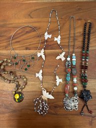 Necklaces:  A Collection Of Bohemian-style Artisan Necklaces With Mixed Beads