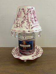 Yankee Candle Jar Footed Plate & Shade W/ Gems Christmas Carolers Red & White