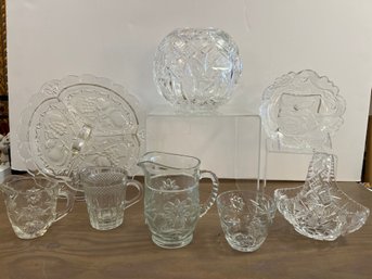 Cut Glass And Crystal Pitchers, Vases And Trays