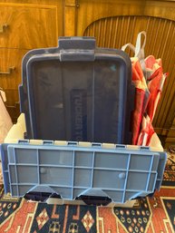 2- 12 Gallon Multipurpose Industrial Bins, Large Recycled Plastic Bag And Tucker 40 Liter Tote Bin