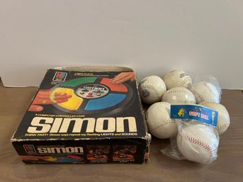 Milton Bradley Simon And 7 Regulation Softballs