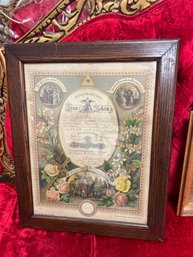 Antique 1889 German Christian Marriage Wedding Certificate