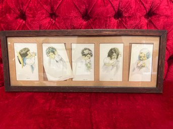 Vintage 5 Sense Postcards Framed