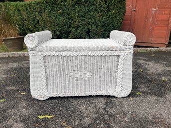 White Wicker Storage Chest