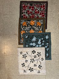 4- Black Back Embroidery Flower Pillow Cases