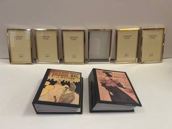 6-Godinger Silver 4x6 Photo Frames And 2 Paris Art Photo Albums