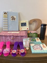 Milestone Lot/ Holiday/moments Belly Stickers, Play Shoes, Baby Book Wicker Box And More