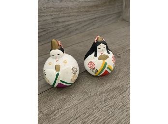 Set Of 2 Japanese Dorei Hinamatsuri Empress Clay Bell