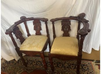 Set Of 2 Mahogany Corner Chairs