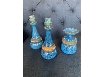 Bristol Turquoise Sky Shaving Bottles And Jar