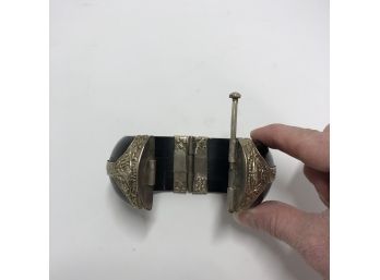 Black Wood And Silver Bracelet