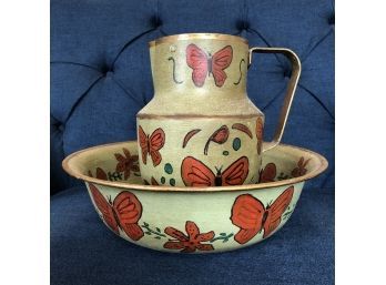 Vintage Hand Painted Hand Washer & Basin