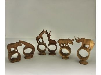 African Animal Wooden Napkin Rings