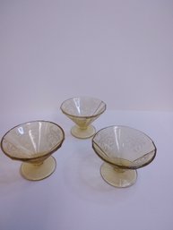 #15 THUMBPRINT COLONILAL AMBER CHAMPAGE/SHERBERT GLASS FENTON SET OF 4