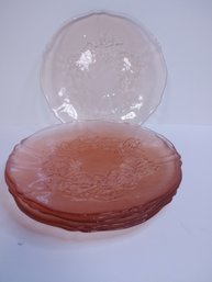 #22 SET OF 6 ROSALINE ROSA PINK DEPRESSION GLASS 7.5 SALAD PLATES