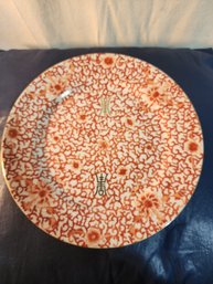 #15 BEAUTIFUL HAND PAINTED CORAL ASIAN PLATE