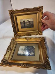 #2 Pair Of Italian Prints In Pretty Gold Frames