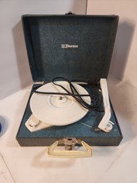#7 Childs Emerson Record Player In Case.  Seems To Work