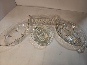 #57 Clear Glass Vintage Pickle Dishes