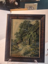 #69 Antique Cottage Picture And Frame