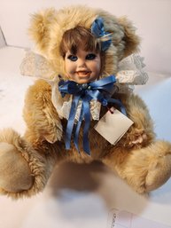 #107 Little Girl Doll In Bear Outfit Collector Doll By Forever Christmas