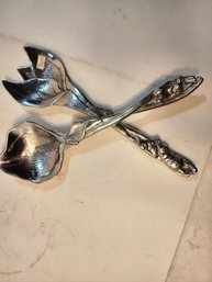 #112 Large Metal Pewter? Salad Utensils