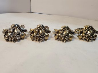 #116  4 PEWTER BUNNY NAPKIN RINGS IN TIME FOR EASTER