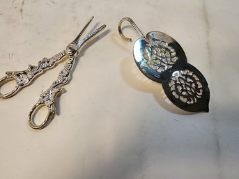 #123 SCISSORS AND ? SILVER PLATE UTENSILS