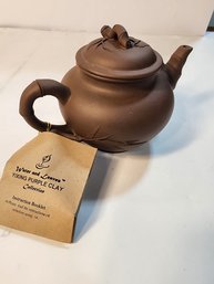 #133 HAND MADE PURPLE CLAY TEAPOT NEW WITH TAG