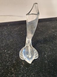 #134 BEAUTIFUL CRYSTAL SIGNED STEUBAN VASE WITH FISH SHAPE